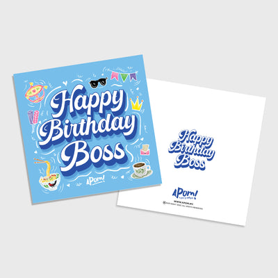 Greeting Card - Happy Birthday Boss (Illustration Doodle)