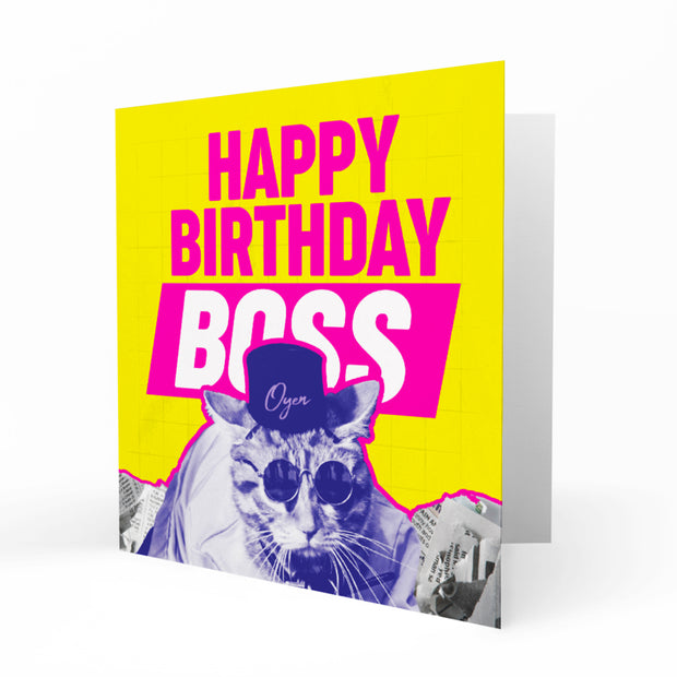Greeting Card - Happy Birthday Boss (Animal Pop Art)