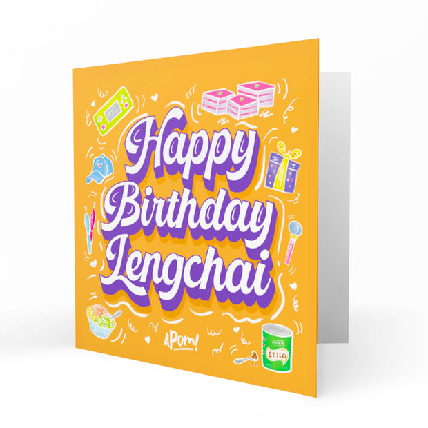 Greeting Card - Happy Birthday Lengchai (Illustration Doodle)