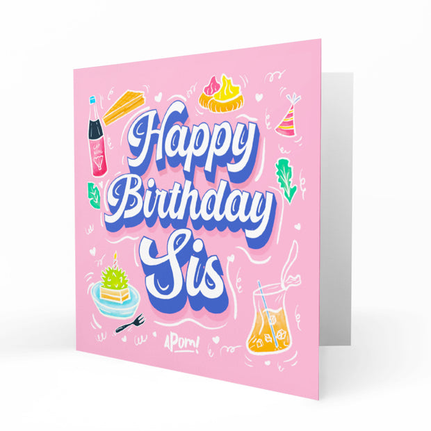 Greeting Card - Happy Birthday Sis (Illustration Doodle)