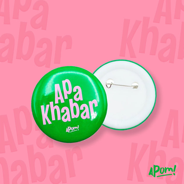 Button Badge - Apa Khabar -  Green