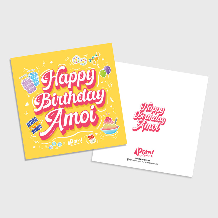 Greeting Card - Happy Birthday Amoi (Illustration Doodle)