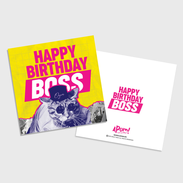 Greeting Card - Happy Birthday Boss (Animal Pop Art)