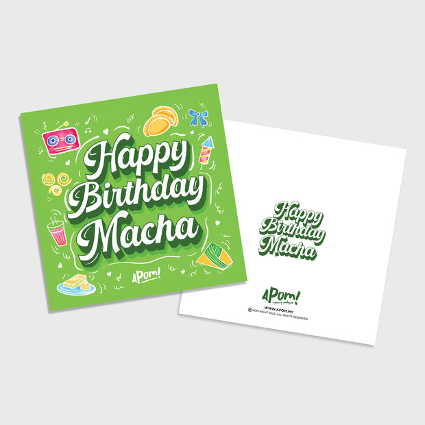 Greeting Card - Happy Birthday Macha (Illustration Doodle)