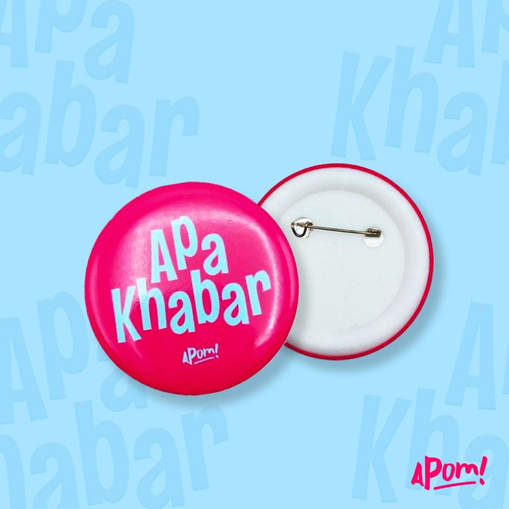 Button Badge - Apa Khabar -  Pink