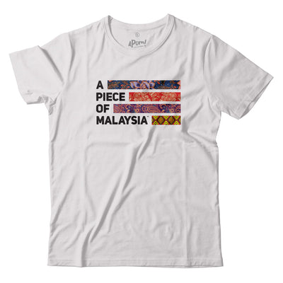 Malaysia’s multicultural unity is captured in this Tee. Featuring the A piece of Malaysia logo made up of the traditional fabric of the Malay, Chinese, Indian and Native East Malaysians.