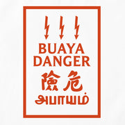 A closeup of a Totebag Design where a typical Malaysian ‘warning high voltage sign’ Is replaced with the words. “Buaya Danger”. A suitable statement for a ladies man who know’s he’a all that. It also makes for an awesome street fashion statement and Malaysian travel gift or souivenir
