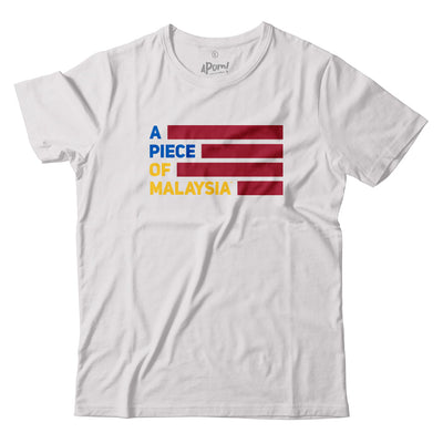 Malaysia’s multicultural unity is captured in this Tee. Featuring the A piece of Malaysia logo in the colours of the Jalur Gemilang (has Malaysia’s National Flag). Red, White Yellow and Blue.