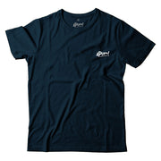 The front of this Dark Blue Street-T Features a small Apom logo above the left breast